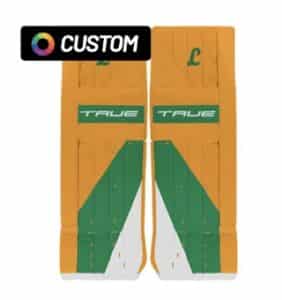 True Custom L95 goalie pads front, leg channel open & closed, and side view_result